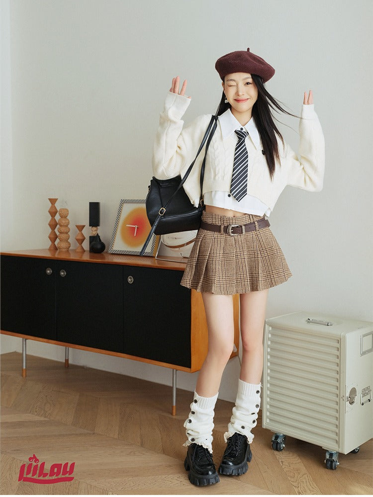 LIILOU Academy Style Two-Piece Set （Shirt + Sweater）