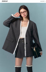 ASGONY Lace Striped Blazer