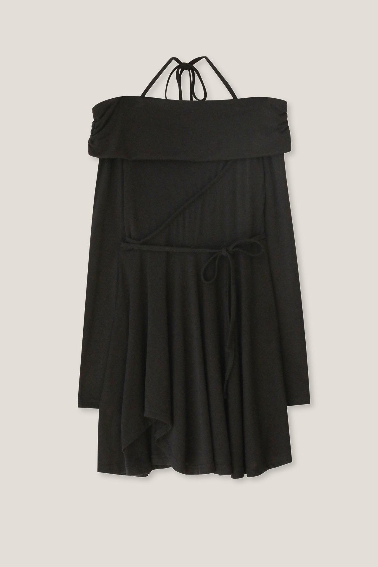 YUSE OFF SHOULDER DRAPING DRESS TOP - BLACK