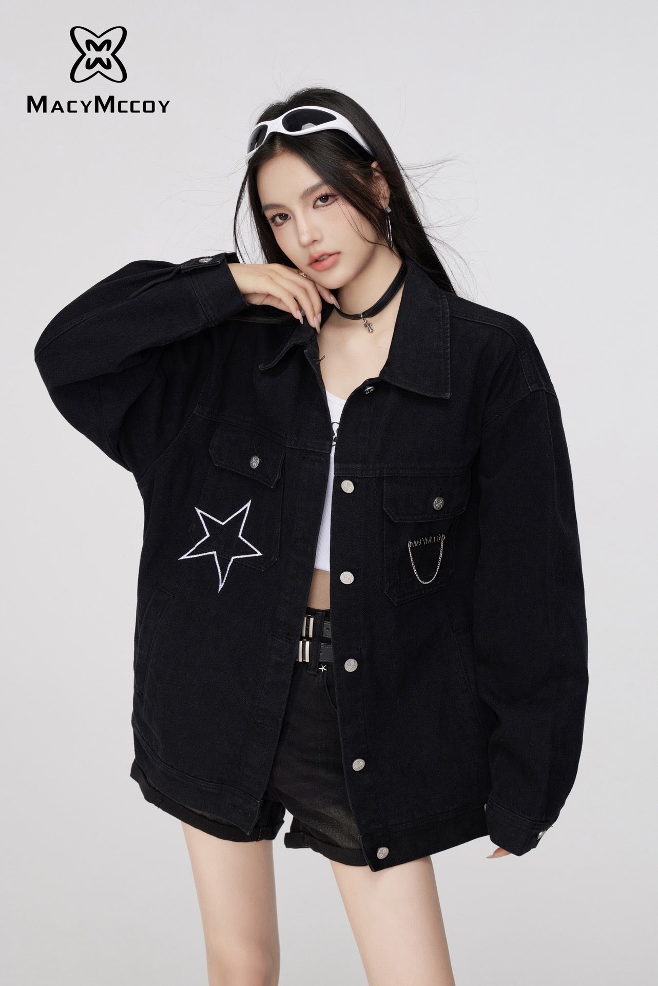 MacyMccoy Star Print Denim Jacket