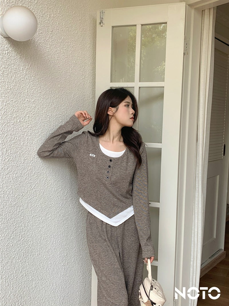 NOTO Casual Set (Top + Pants)  - Light khaki