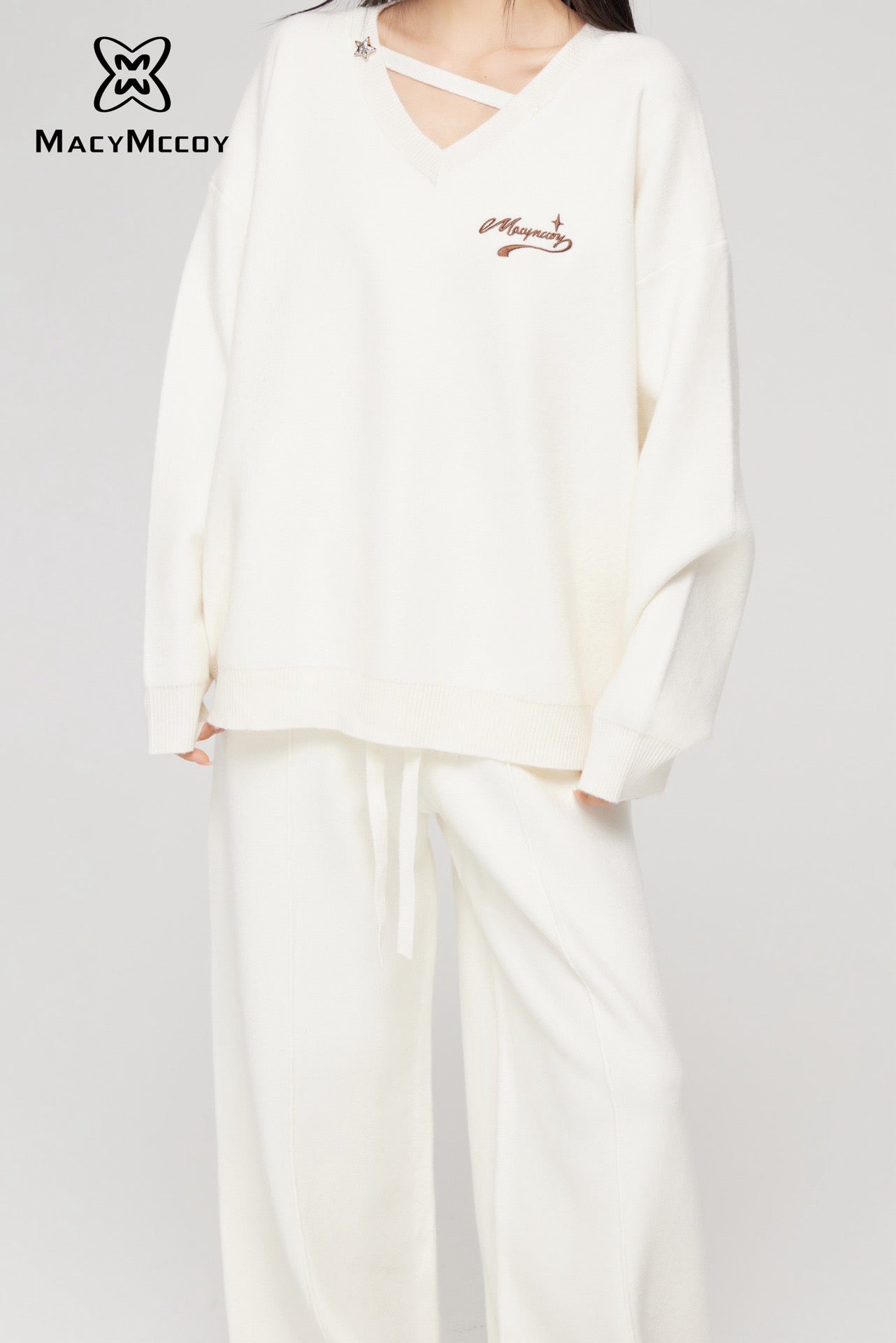 MacyMccoy Casual Knit Suit - White