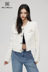 MacyMccoy Chanel-Inspired Design Coat - White