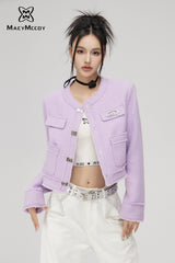 MacyMccoy Chanel-Inspired Design Coat - Purple