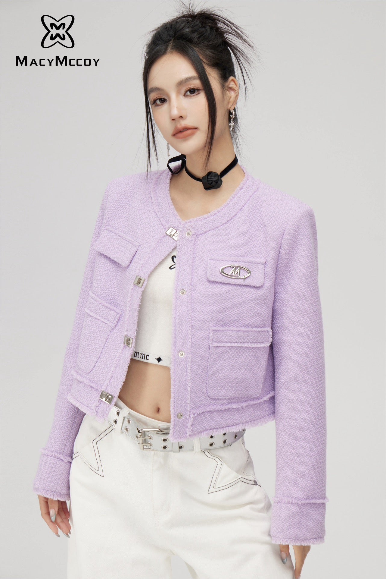 MacyMccoy Chanel-Inspired Design Coat - Purple