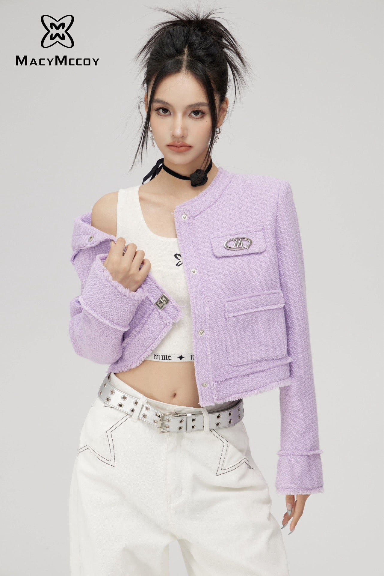 MacyMccoy Chanel-Inspired Design Coat - Purple