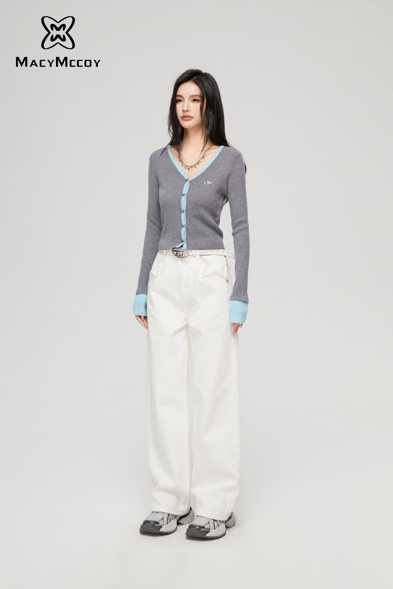 MacyMccoy Bicolor Knitted Top - Gray