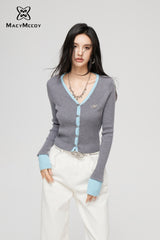 MacyMccoy Bicolor Knitted Top - Gray