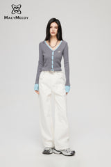 MacyMccoy Bicolor Knitted Top - Gray