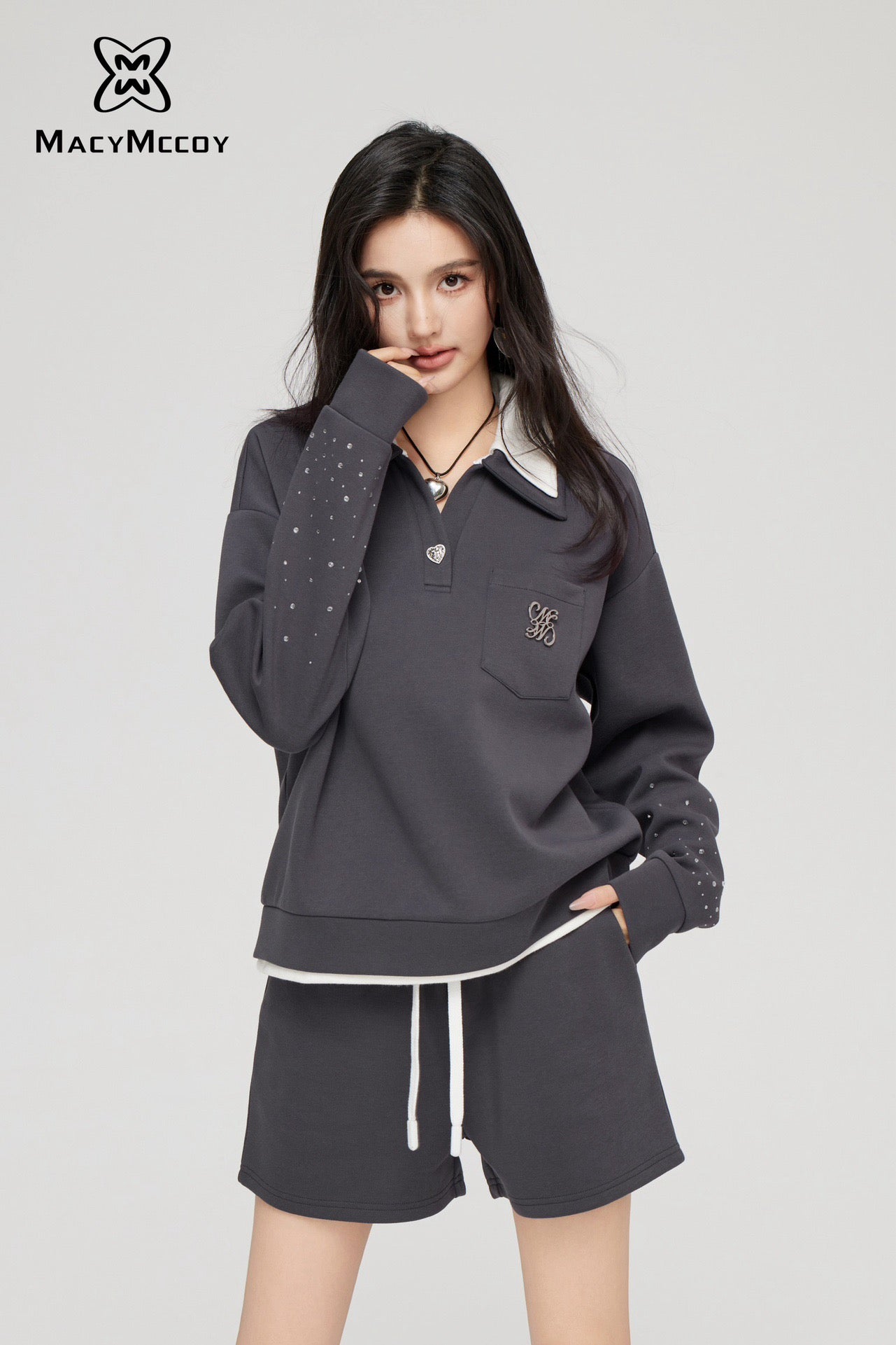 MacyMccoy Sparkling Patchwork Hoodie Set