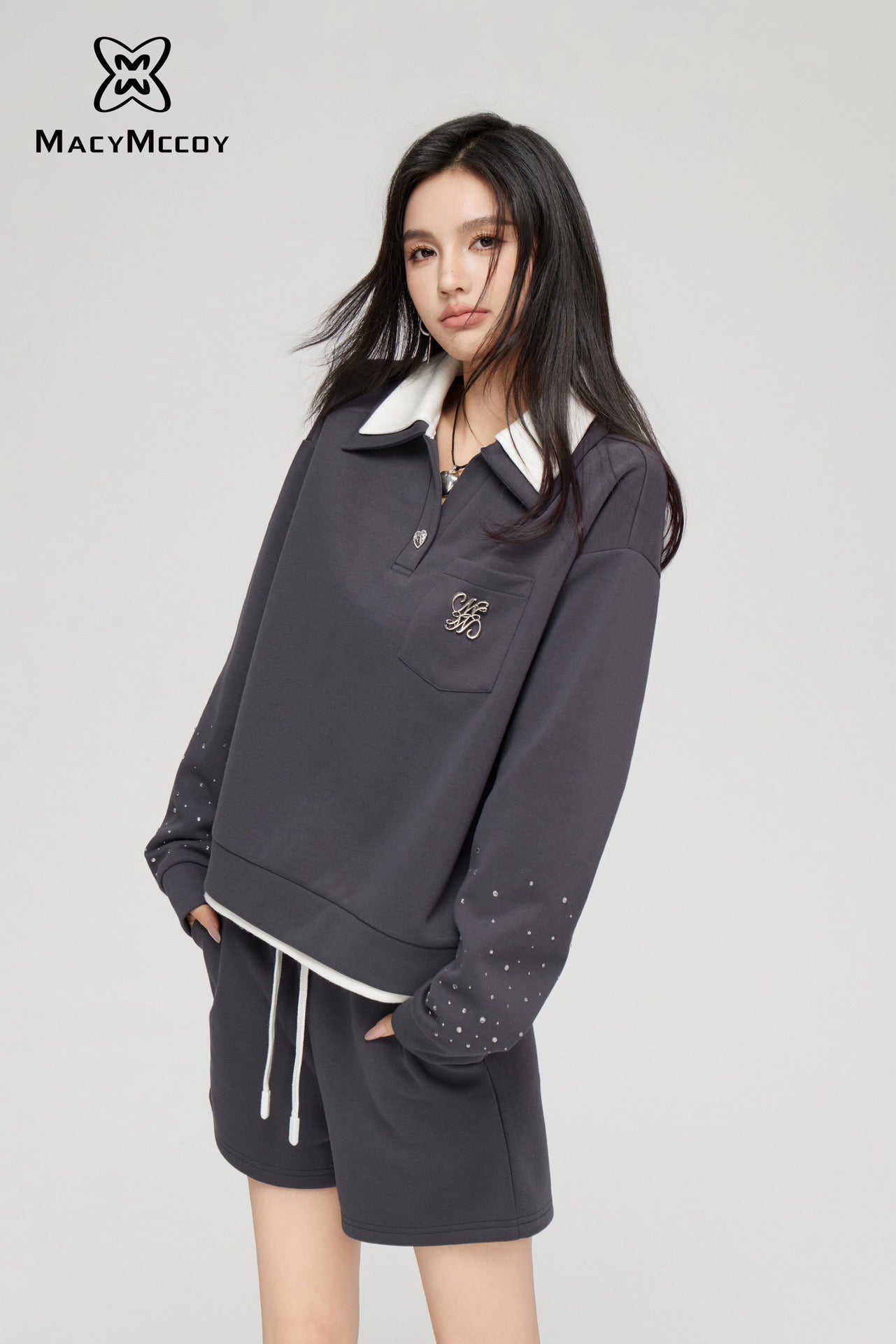 MacyMccoy Sparkling Patchwork Hoodie Set