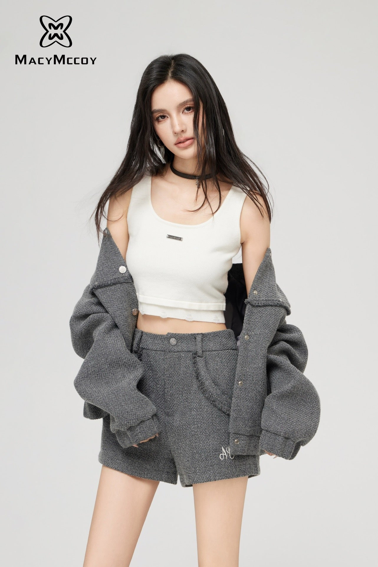 MacyMccoy U-neck Knit Top - White