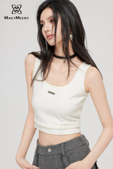 MacyMccoy U-neck Knit Top - White