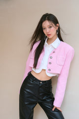 La Freedom Round Neck Coco-style Jacket - Pink