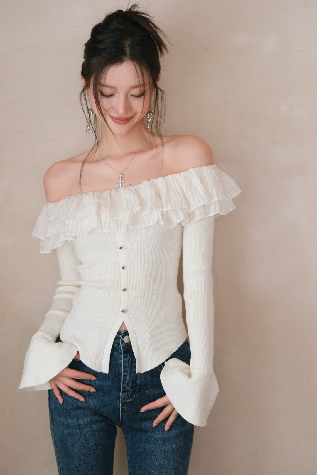 La Freedom Off-Shoulder Top - White