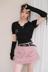 La Freedom Knit Top with Detachable Sleeves - Black