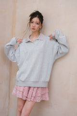 La Freedom Polo Collar Sweatshirt - Gray