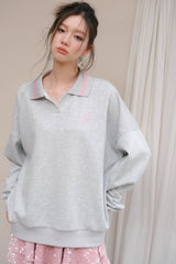 La Freedom Polo Collar Sweatshirt - Gray