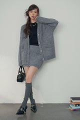 La Freedom Grey Knit Set（Jacket and Skirt）