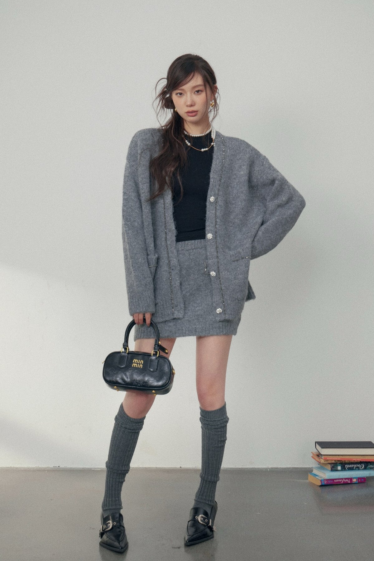 La Freedom Grey Knit Set（Jacket and Skirt）