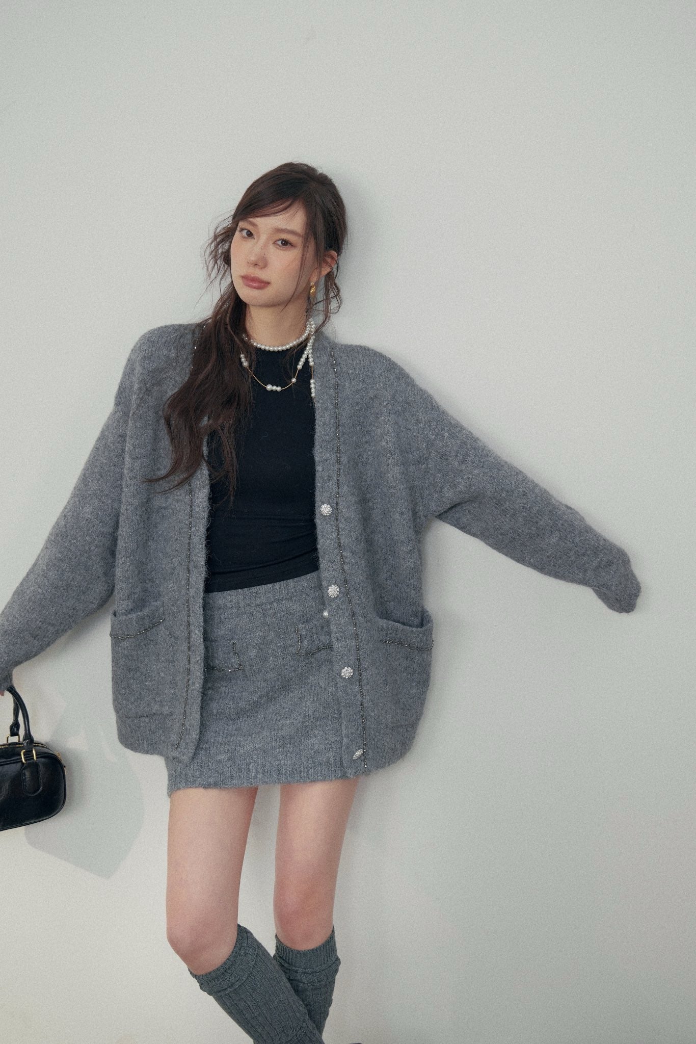 La Freedom Grey Knit Set（Jacket and Skirt）