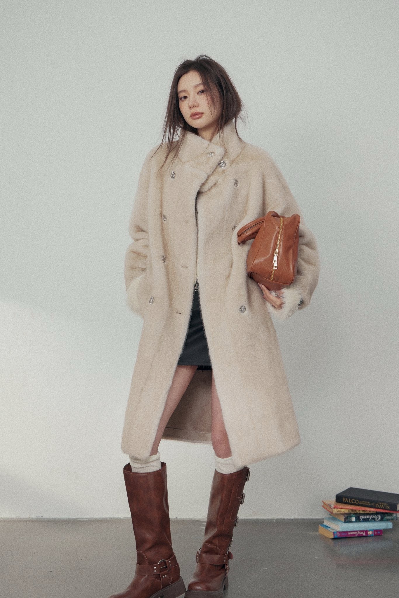 La Freedom Mink Fur and Cashmere Blend Coat