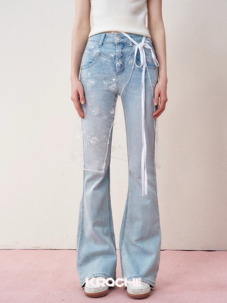 KROCHE High-Waisted Flared Jeans