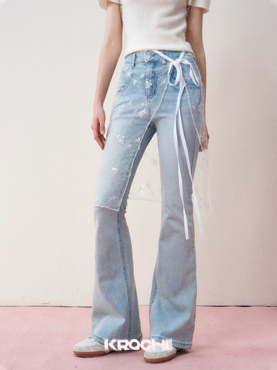 KROCHE High-Waisted Flared Jeans