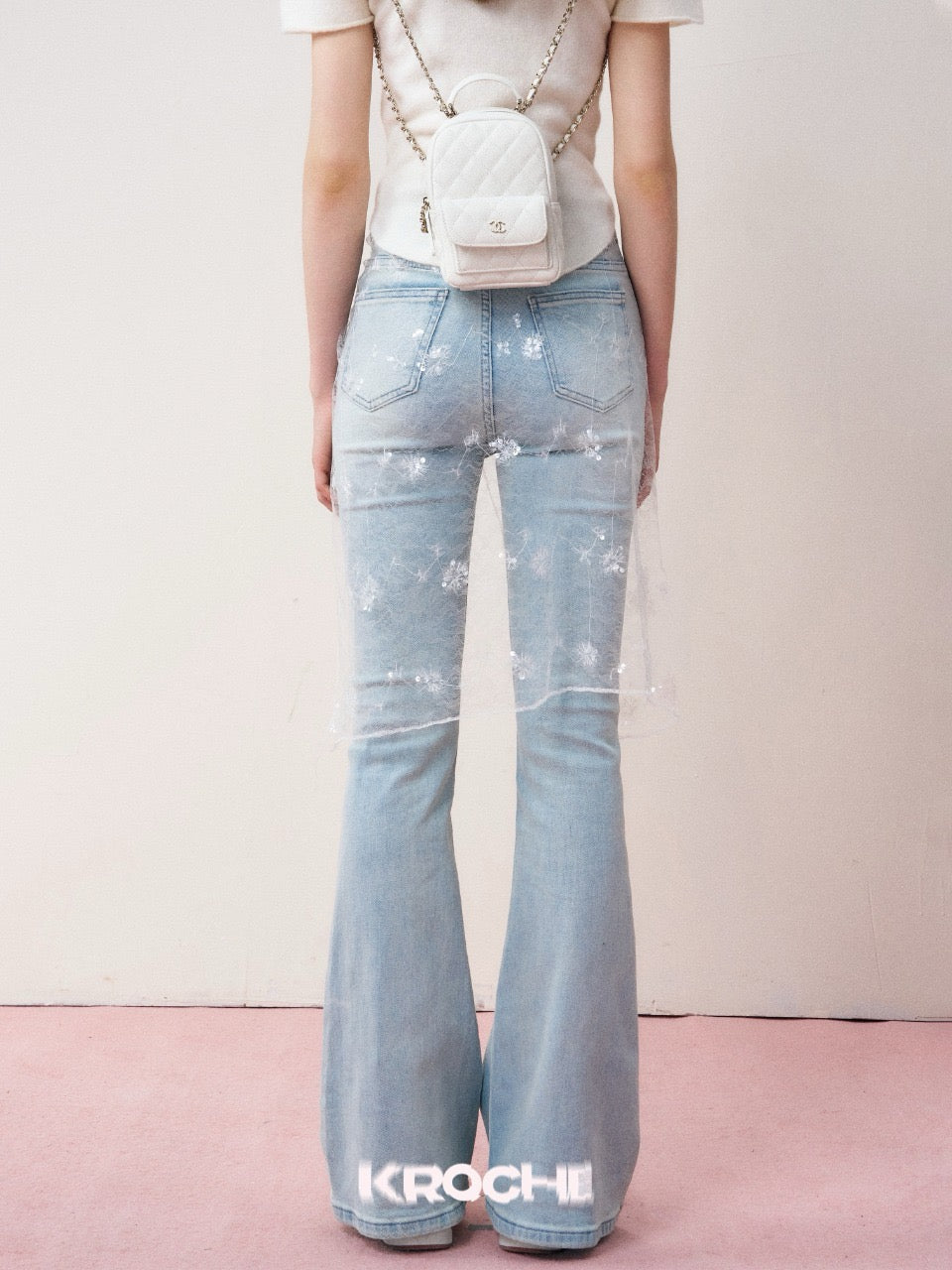 KROCHE High-Waisted Flared Jeans