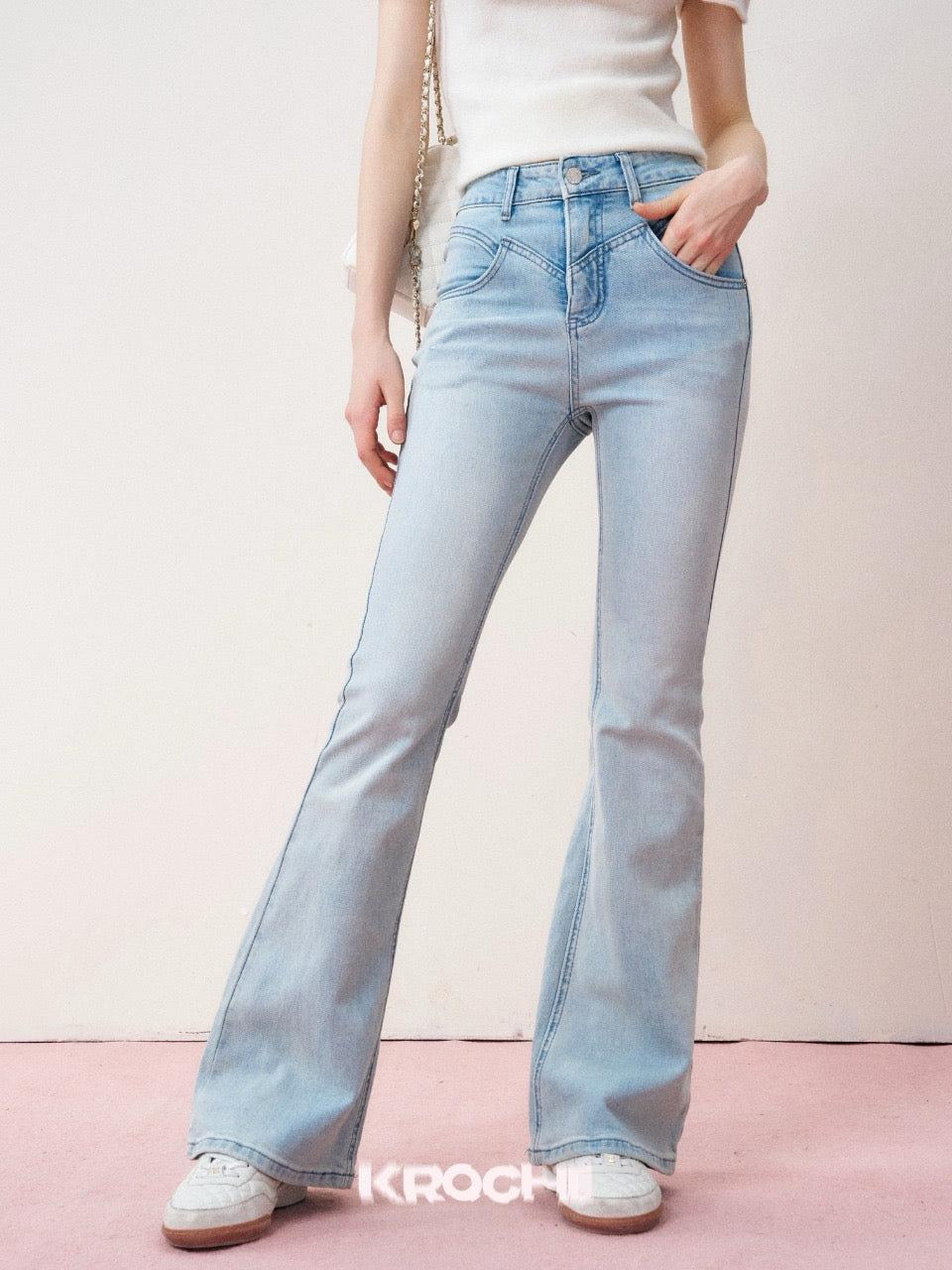 KROCHE High-Waisted Flared Jeans