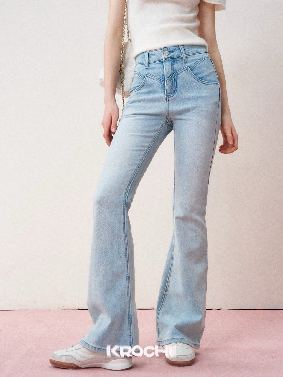 KROCHE High-Waisted Flared Jeans