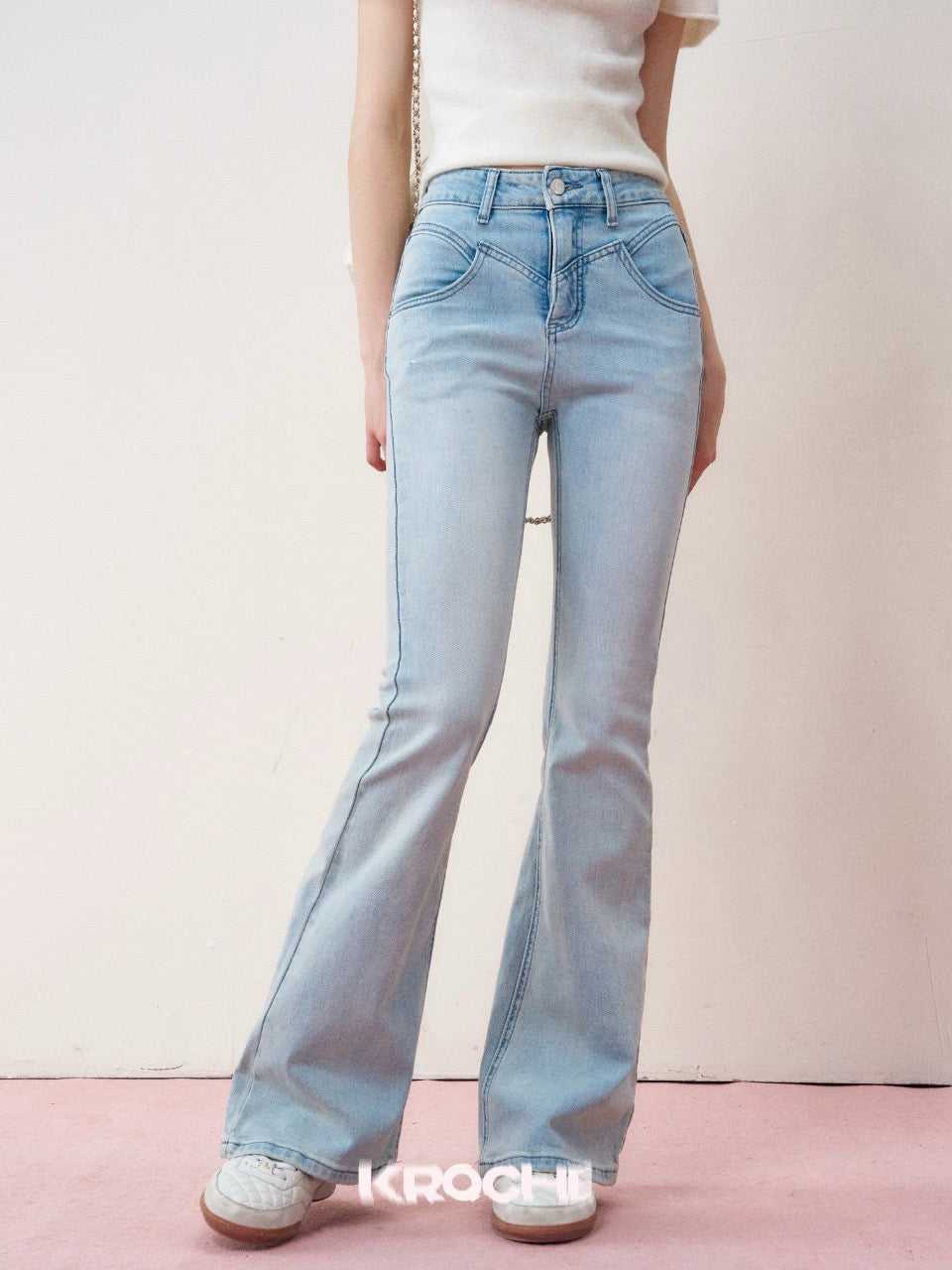 KROCHE High-Waisted Flared Jeans