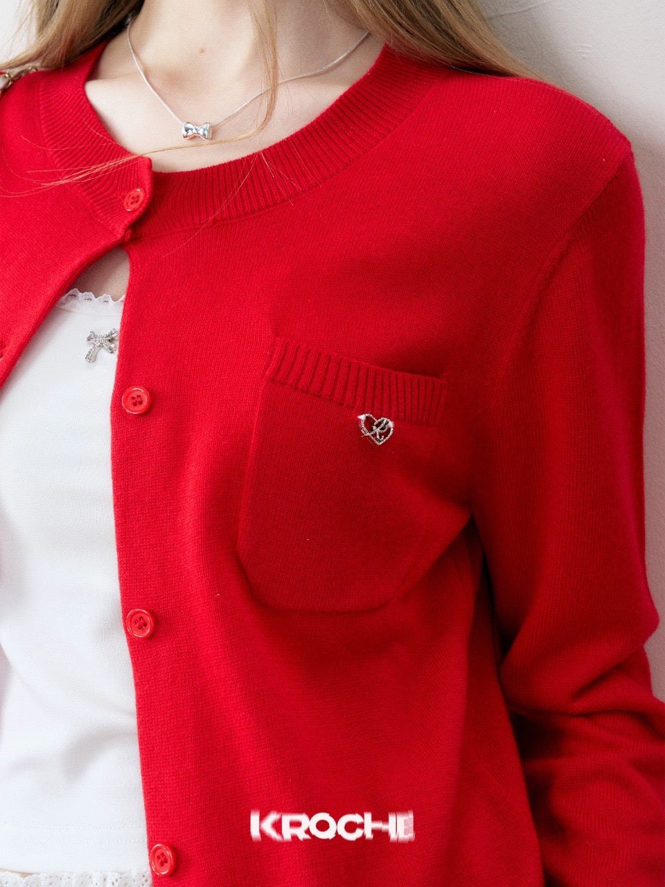 KROCHE Red Knit Cardigan