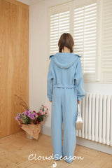 CLOUDSEASON Three-Piece Set（Top + Jacket + Pants ）- Blue