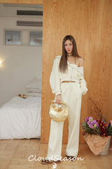 CLOUDSEASON Three-Piece Set（Top + Jacket + Pants ）- Apricot