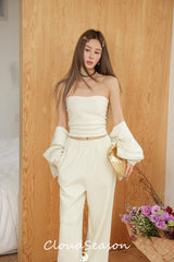 CLOUDSEASON Three-Piece Set（Top + Jacket + Pants ）- Apricot