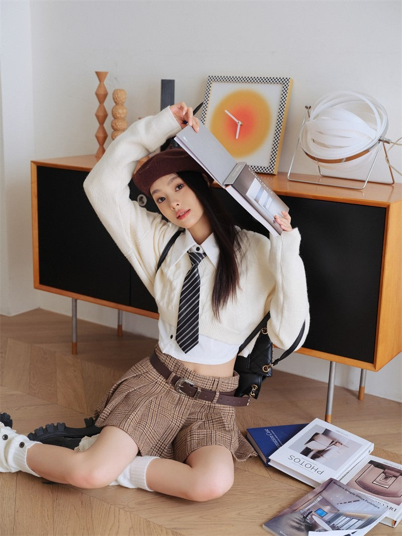 LIILOU Academy Style Two-Piece Set （Shirt + Sweater）