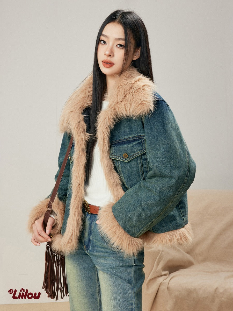 LIILOU Denim Cotton-Padded Jacket