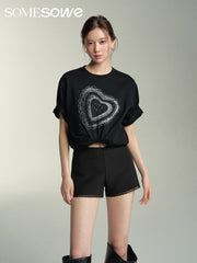 SOMESOWE Lace Patchwork Base Shorts- Black