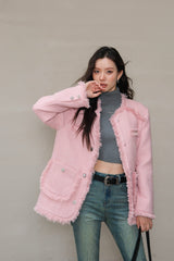 La Freedom Coco-style Bling Button Suit Jacket - Pink