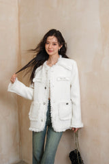 La Freedom Coco-style Bling Button Suit Jacket - White