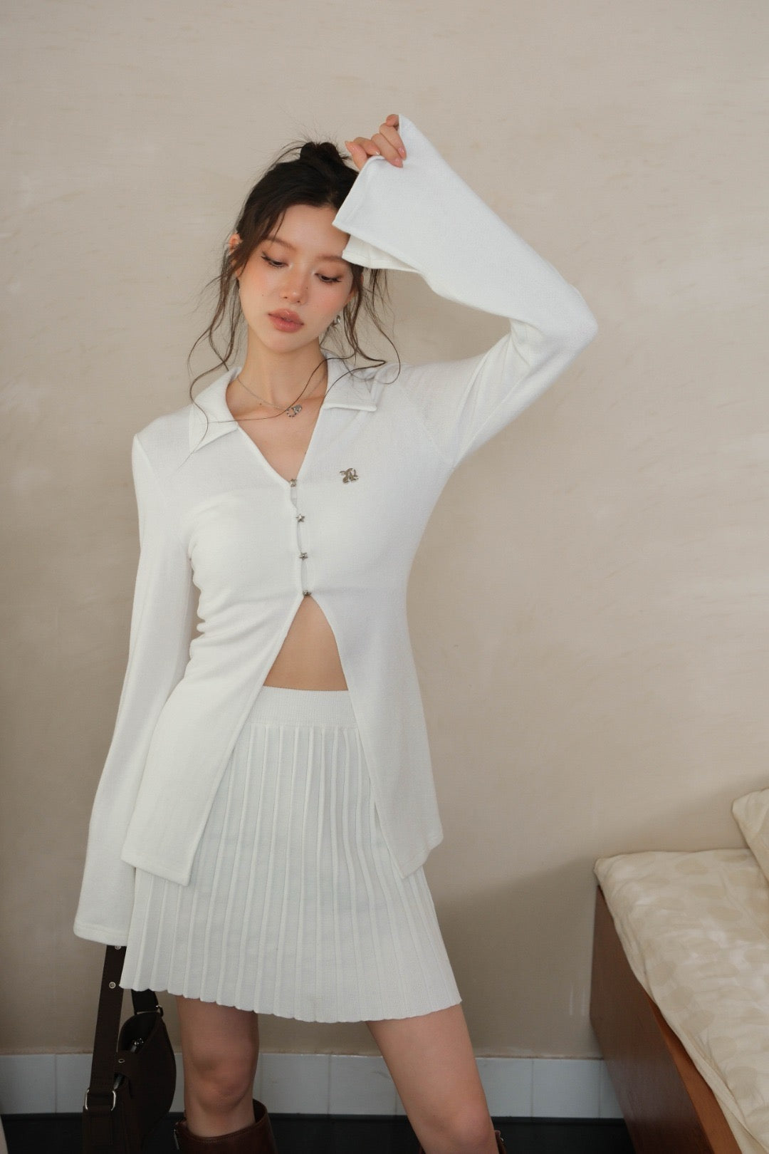 La Freedom Knitted Long Top - White