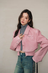 La Freedom Casual Leather Jacket - Pink