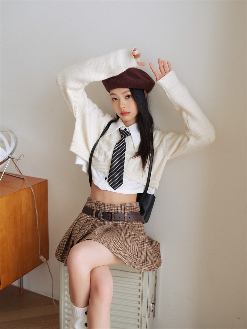 LIILOU Academy Style Two-Piece Set （Shirt + Sweater）