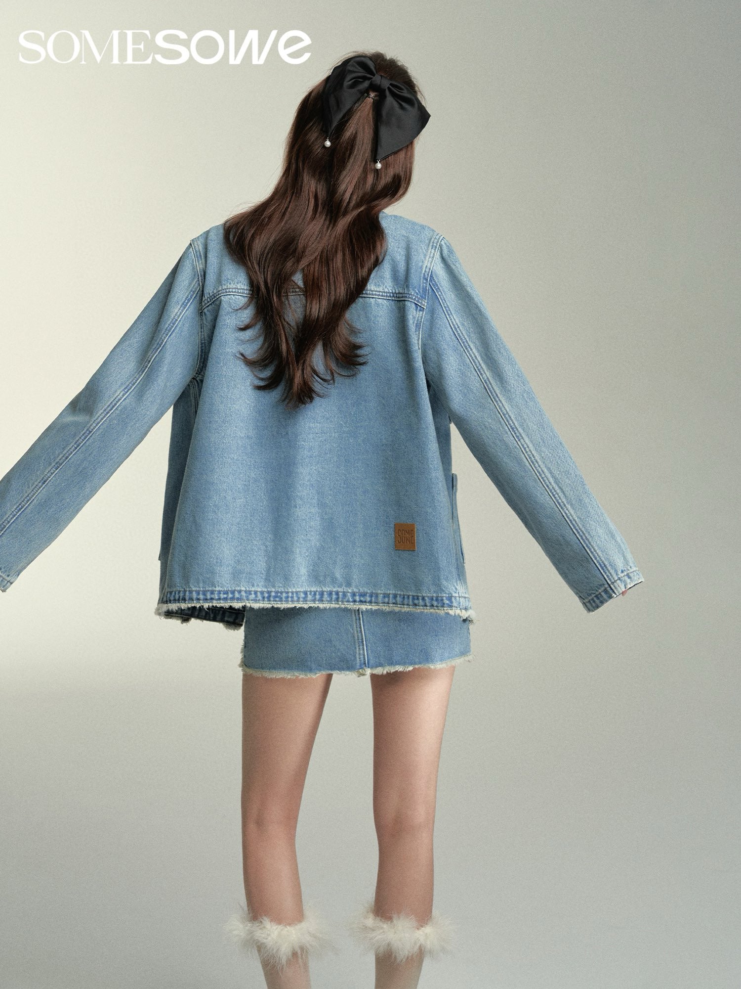 SOMESOWE Structured Cut Denim Jacket/Skirt - Denim Blue