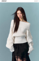 ASGONY One-Shoulder Sweater - White