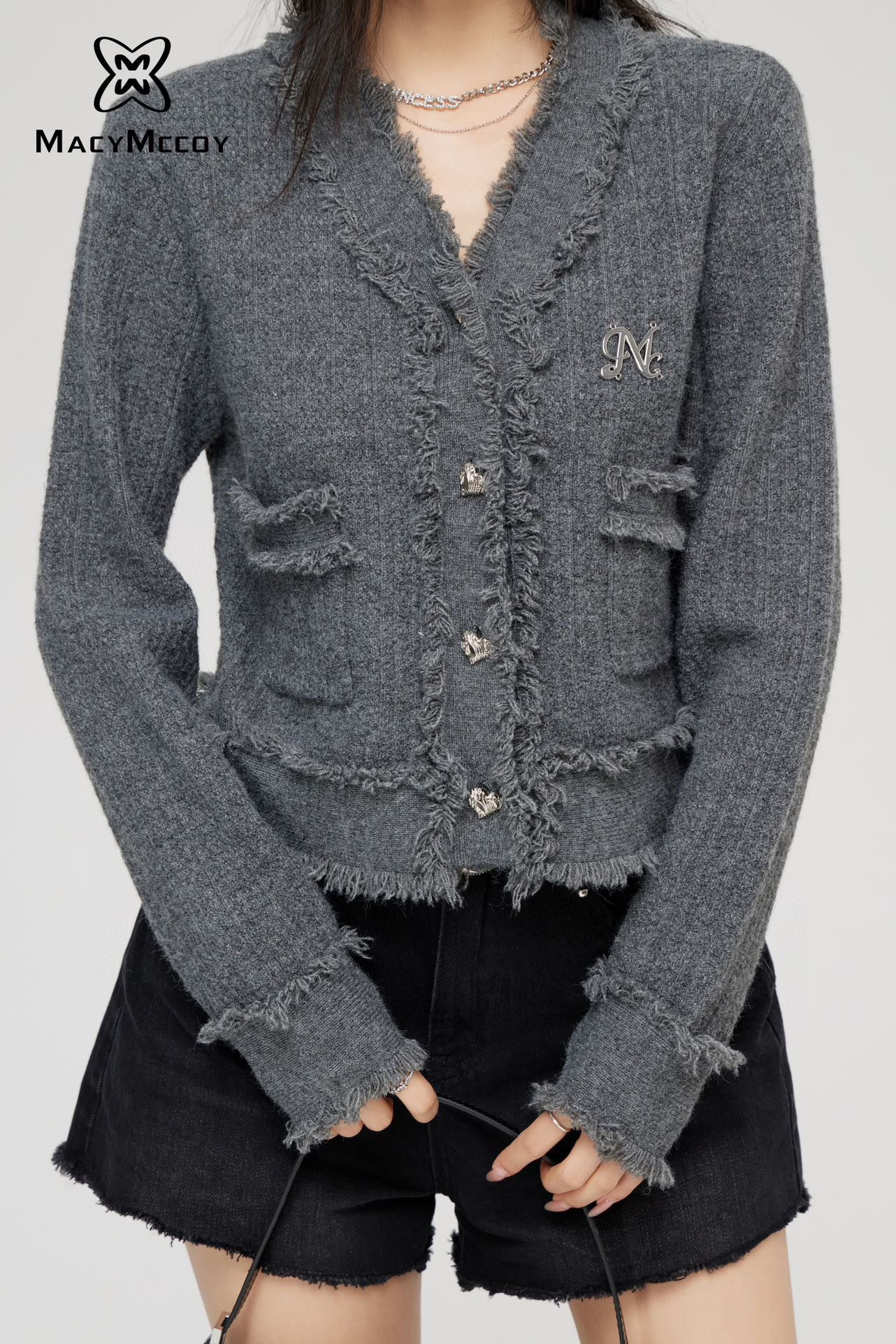 MacyMccoy Chic Knit Cardigan - Gray