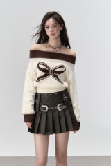 VIA PITTI Butterfly Bow One-Shoulder Sweater