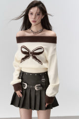 VIA PITTI Butterfly Bow One-Shoulder Sweater