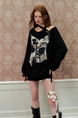 VIA PITTI Off-Shoulder Sweatshirt - Black